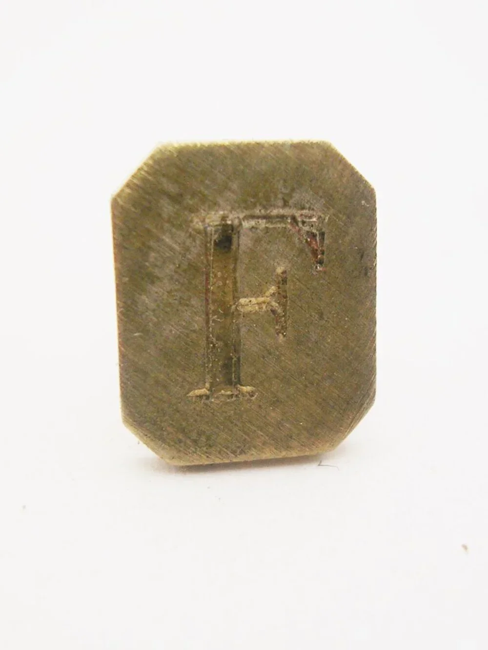 Initial F Tie Tack Pin with Chain engraved vintage Necktie Holder Men Jewelry